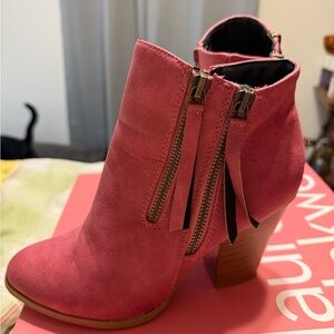 Pink Suede Ankle Boots
